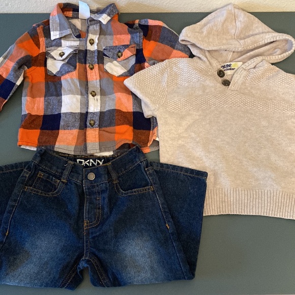 Boys Sweater, plaid top, and jeans - Picture 3 of 7